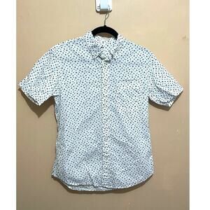 UNI QLO MENS SLIM FIT BUTTON DOWN SHIRT‎ M SHORT SLEEVES LEAF POCKET COTTON